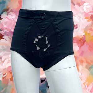 80s Mesh Rose Black High Waist Panties